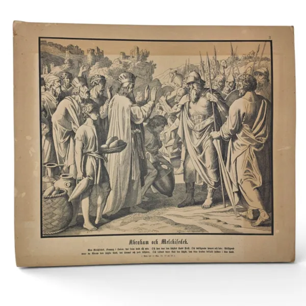Abraham och Melchisedek – Skolplansch / Litografi, ca 1800-talets slut / 1900-tal