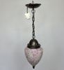 Taklampa i Jugendstil- Marmorerat glas i rosa&grönt. Tidigt 1900-tal.