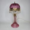 Vintage Michelotti Boudoir Lampa i rosa, med prismor. 