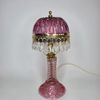 Vintage Michelotti Boudoir Lampa i rosa, med prismor. 