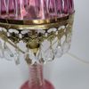 Vintage Michelotti Boudoir Lampa i rosa, med prismor. 
