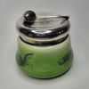 PIPSKÅL, glas, med metallock, sekelskiftet 1900.