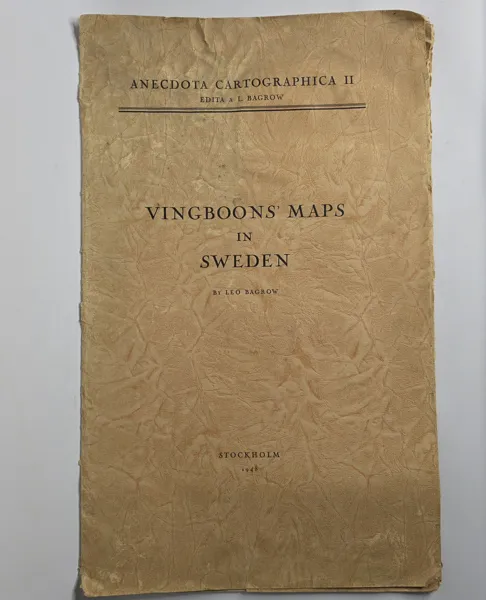 Vingboons' Maps in Sweden – Leo Bagrow, Kartografisk Skrift (1948): 