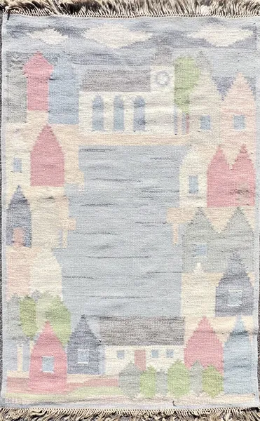 Röllakanmatta ”PIA” – Motiv med Kuststad/Kyrka, 1960/70-tal