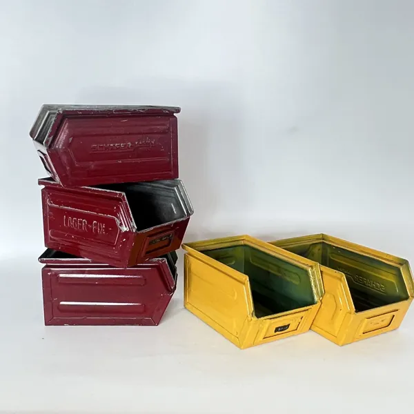 Schäfer Lager-Fix Plåtlådor – Industriell Design (5 st), 1950/1960