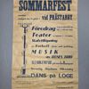 Affisch / Poster "SOMMARFEST VID PRÄSTARBY" – Tegelsmora S.L.U. 1934 (Tryckt på kraftpapper)