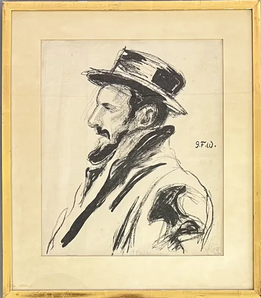 Litografi (Porträtt av målaren Ludvig Ravenberg) – Jens Ferdinand Willumsen, 1919