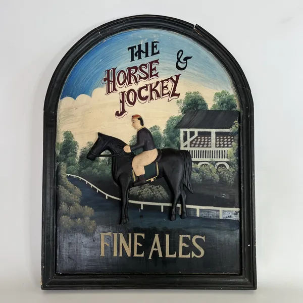 Tréskylt / Pubskylt (The Horse & Jockey – Fine Ales) – 1900-tal