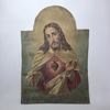 Antik KATOLSK Kyrkoplåt i Dubbelsidig motiv av Jesus och Maria