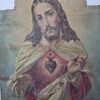 Antik KATOLSK Kyrkoplåt i Dubbelsidig motiv av Jesus och Maria