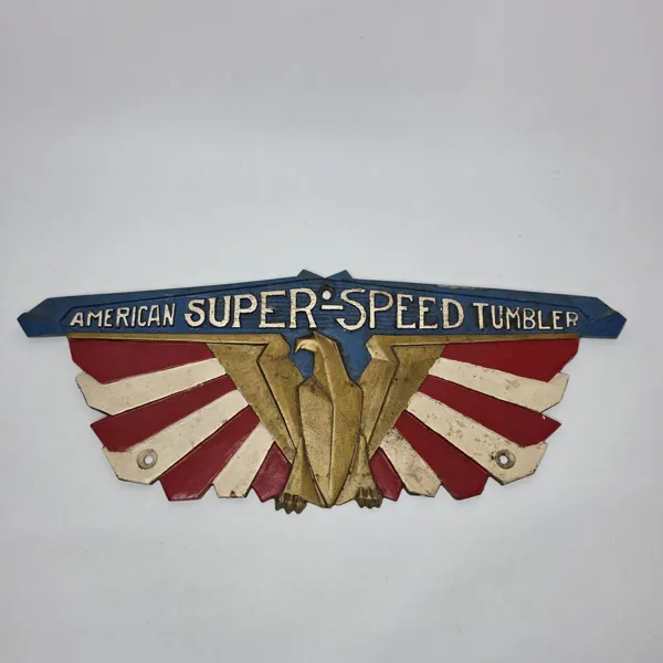 American Super-Speed Tumbler, gjutärn, emalj. Retro industriell dekor design prydnad. 