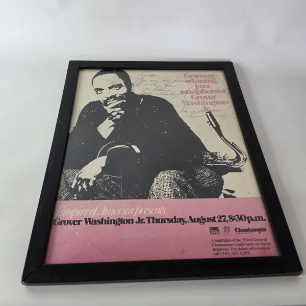 Signerad Konsertaffisch Grover Washington Jr. – Autograf Jazz Saxofon Vintage Poster Chautauqua, USA, Amerika